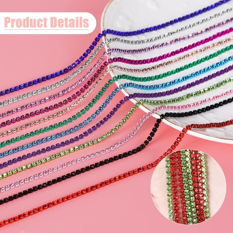 Dropower Crystal Rhinestone Close Chain Trim,10 Yards/Roll of 2mm Rhinestone Banding Claw Cup Chain for Sewing Crafts, DIY Decoration, Jewelry, Clothing, Shoes Fuchsia - Image 3
